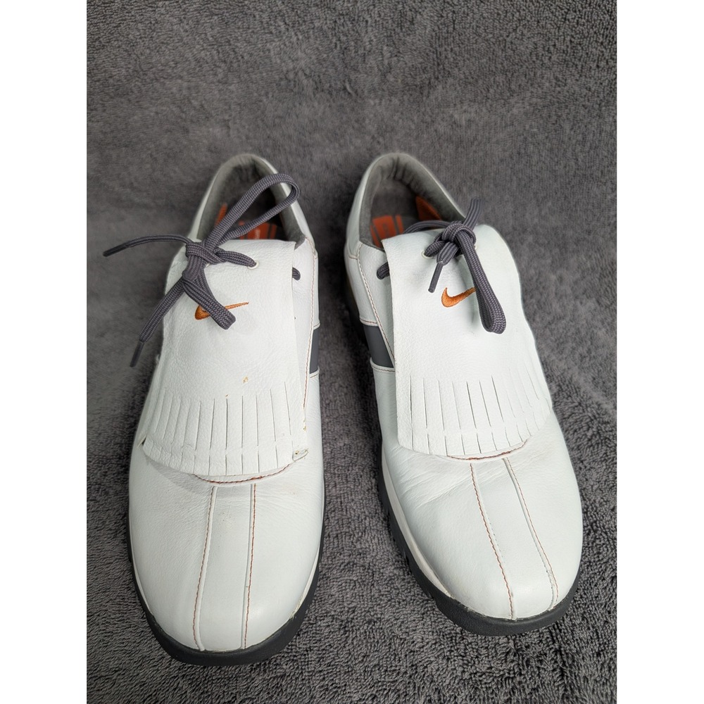 Nike Air Max Golf Shoes Mens 9.5 White Gray Kiltie Fringe 309896-181